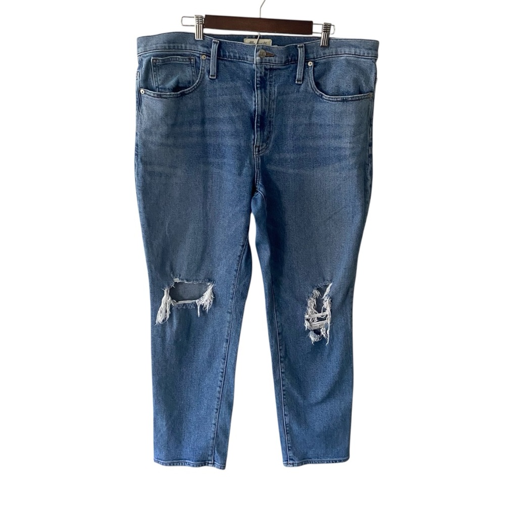 Madewell Roadtripper Slim Boy Jeans Size 33 Ripped High Waist Straight Leg